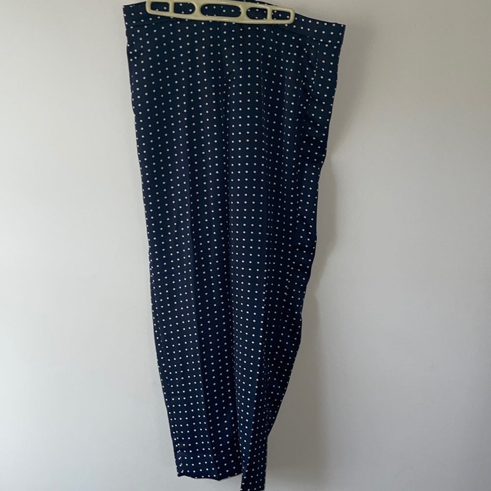 Super cute navy blue and white polka dot pants